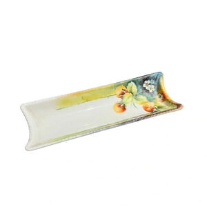 Vintage Antique Dresser Tray Pin Tray Pen Pencil Holder Hand Painted Strawberrie